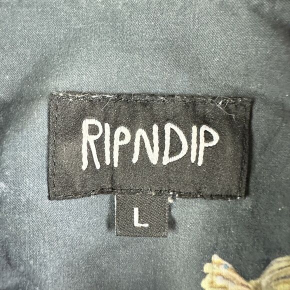 Ripndip Scuba Nerm Shirt Mens L Gray Cat Ocean Beach Surf Skater Street Button* - Picture 10 of 12